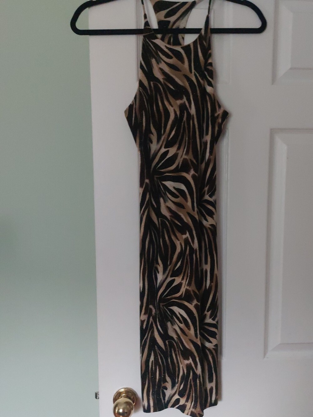 Charlotte Russe Black & Tan Animal-Print Midi Dress